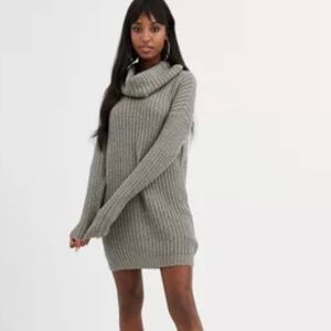 NWO ASOS Cowl Neck Gray Sweater Dress Size 8